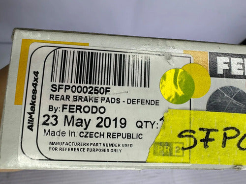 PASTILLAS DE FRENO MARCA FEDORO PARA LAND ROVER Sfp000250f
